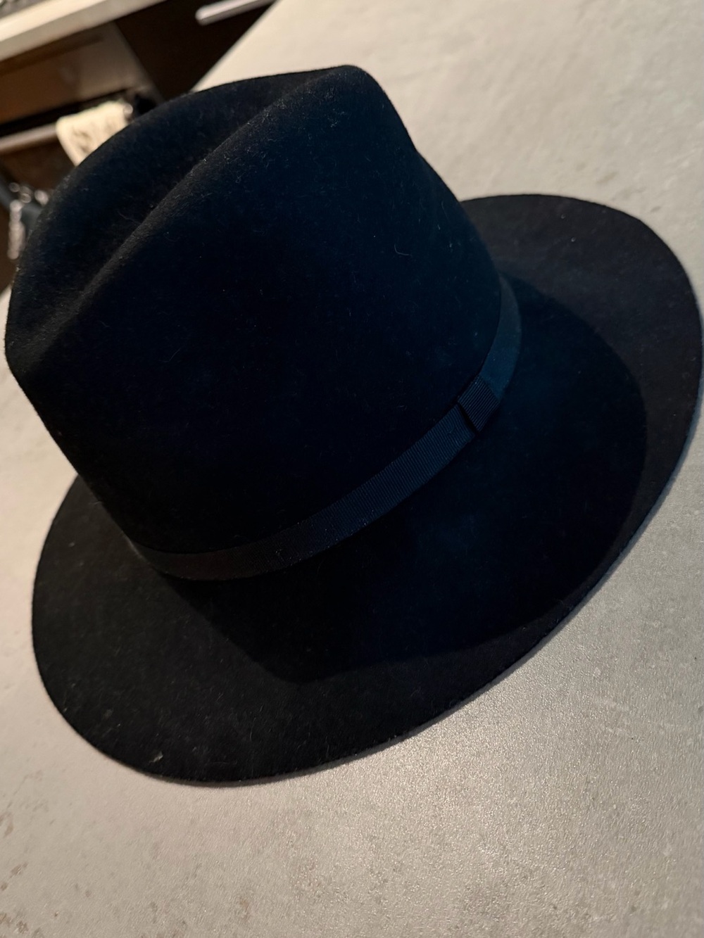 Wilfred Black Felt Wide-Brim Fedora Hat